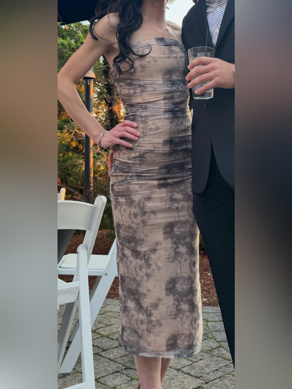 windsor abstract print ruched midi dress